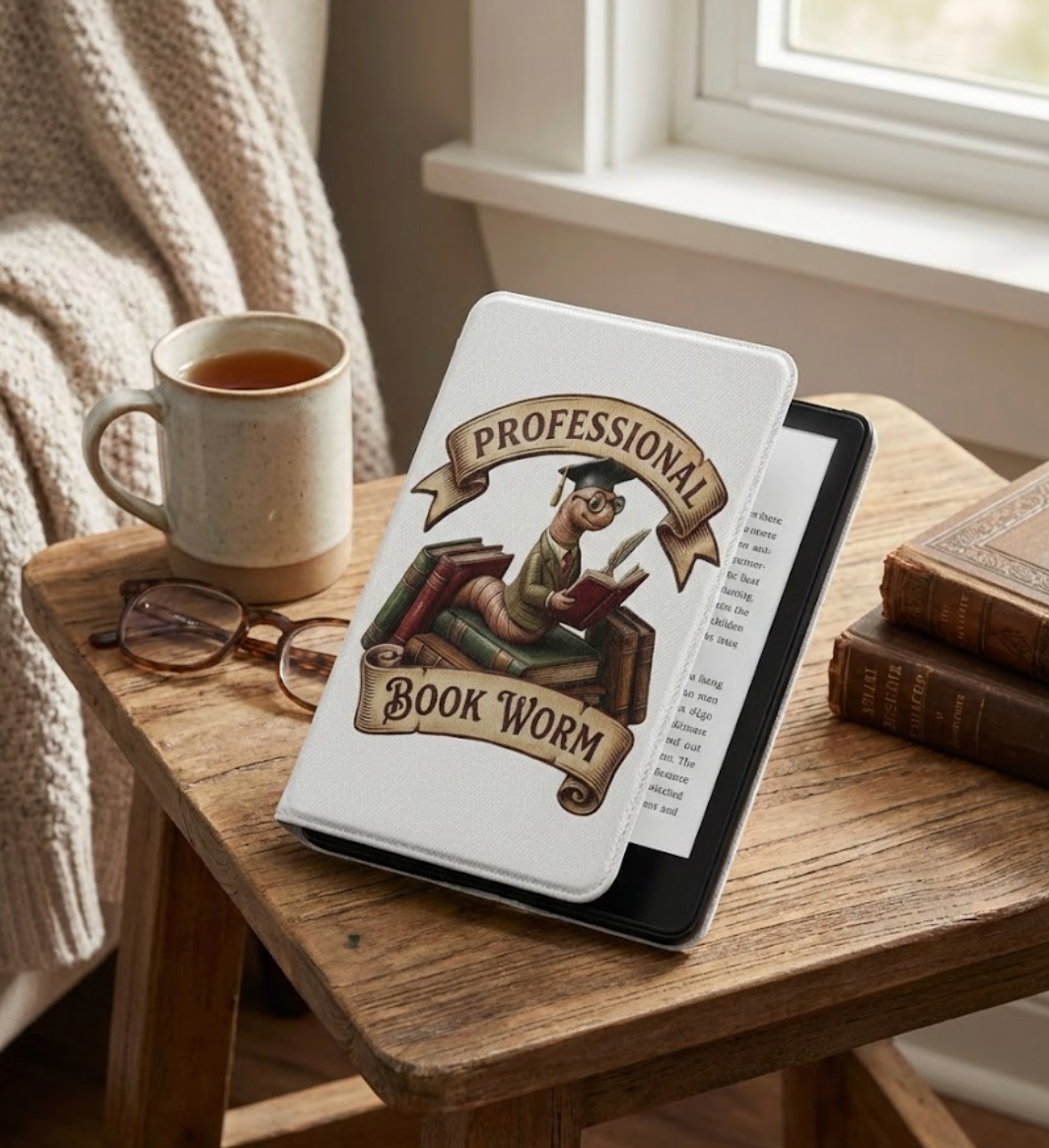 Professional Book Worm Kindle Case – Cute Bookworm Reader E-Reader Cover