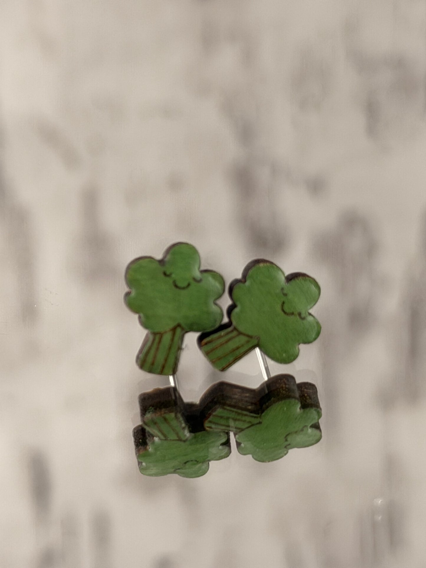 Hand-Painted Wooden Stud Earrings - Botanical & Veggie Collection