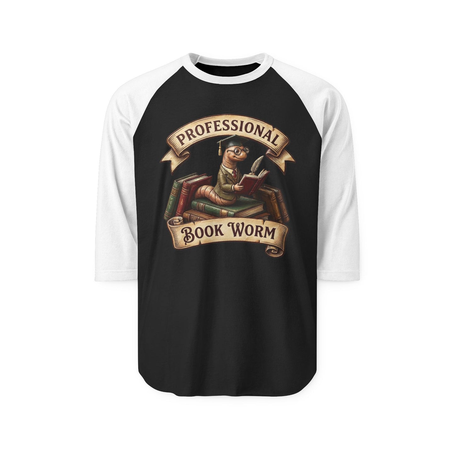 The "Professional Book Worm" Vintage-Style Baseball Tee