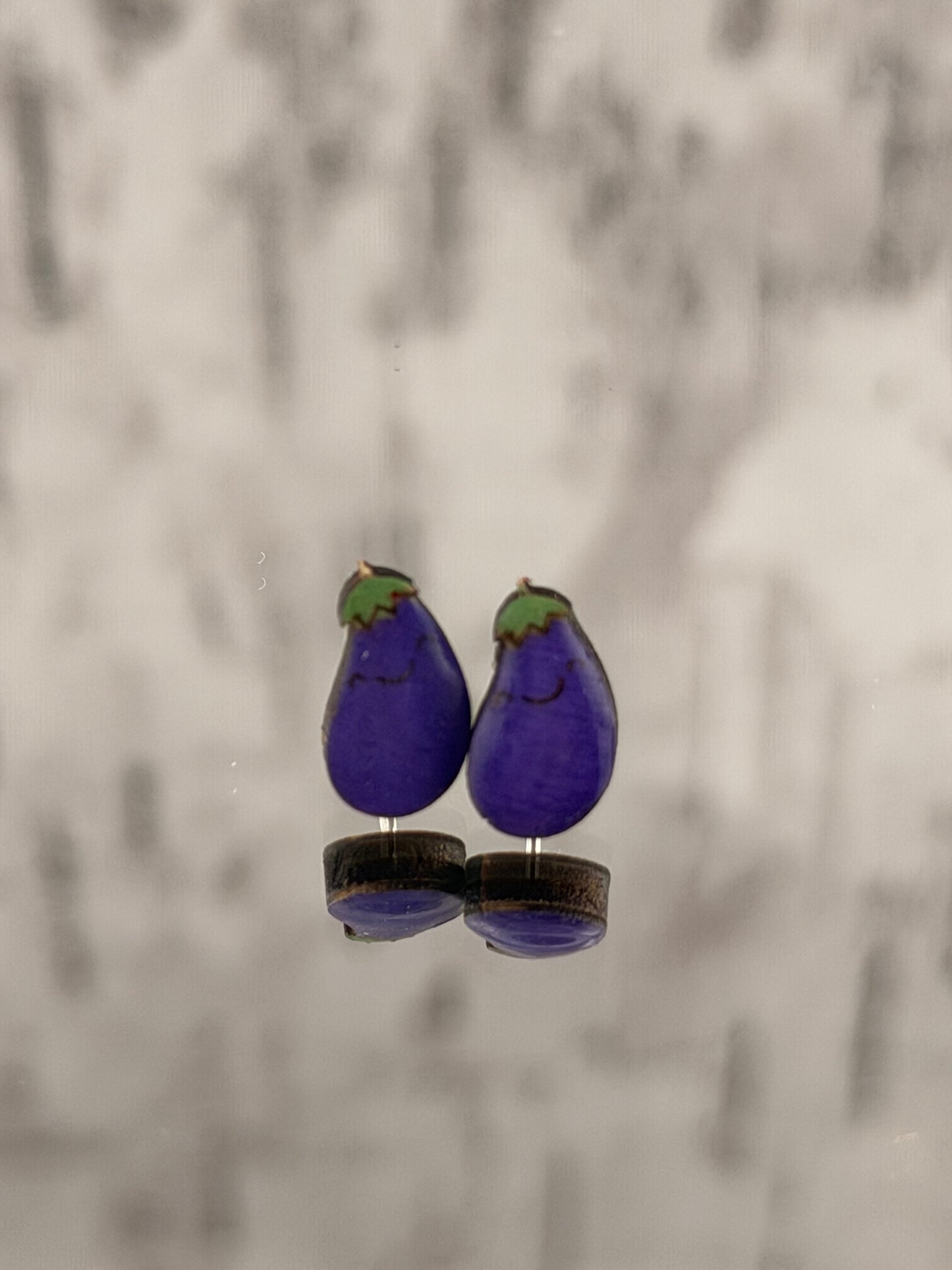 Hand-Painted Wooden Stud Earrings - Botanical & Veggie Collection