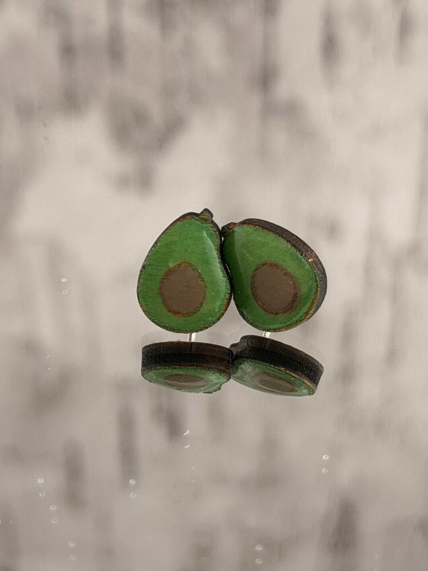 Hand-Painted Wooden Stud Earrings - Botanical & Veggie Collection