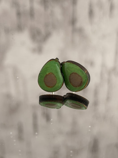 Hand-Painted Wooden Stud Earrings - Botanical & Veggie Collection