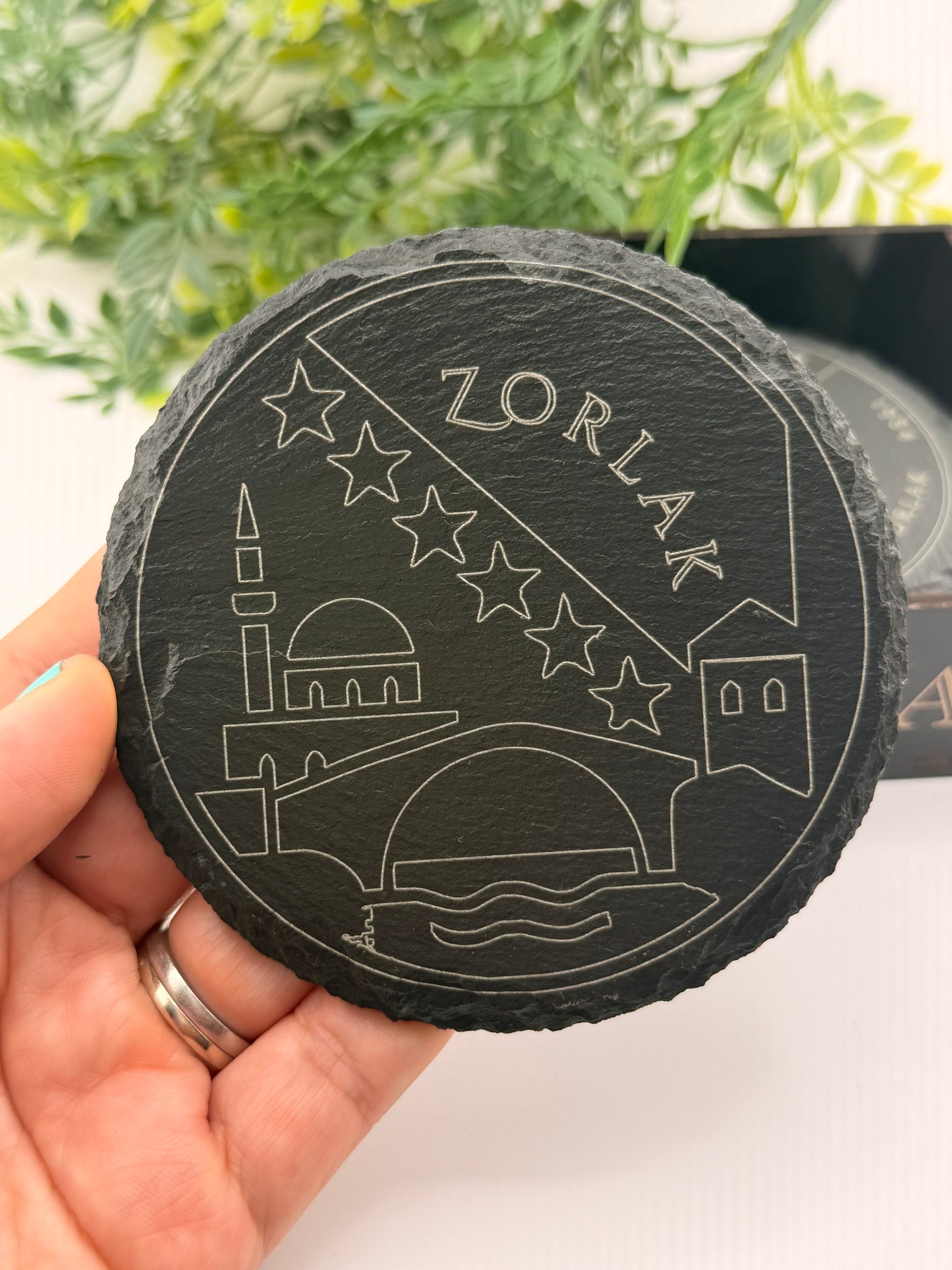 Custom Laser-Engraved Slate Coaster – Personalized Branded Home & Office Essential