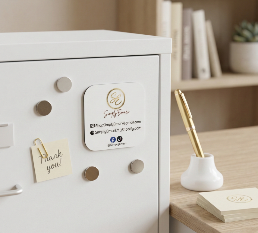Custom Branded White Business Magnet – Personalized Professional Marketing Essential