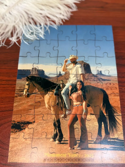 Custom Wooden Photo Puzzle with Engraved Keepsake Box