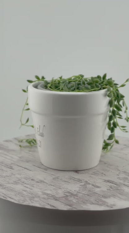 Personalized Ceramic Flower Pot | Custom Engraved Planter with Couple's Names & Date